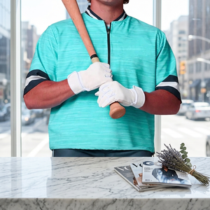 Maillot de baseball pour homme, couleur turquoise, manches courtes, fermeture éclair sur le devant, tissu polyester respirant, coupe classique, couleur unie, col de baseball - Product Image 4