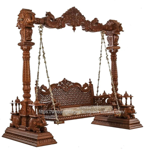 Balançoire traditionnelle indienne Jhula fabricant DST exportations acheter en bois sculpté à la main brun Jhoola salon dernière conception maison balançoire - Product Image 6