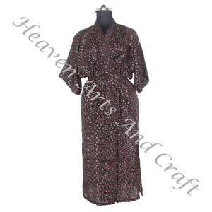 KL014 Kimono Sari de seda bohemio, bata larga, ropa de verano, Bikini, cubierta de seda, venta al por mayor, Sari de seda, Kimono Sari vintage largo - Product Image 2