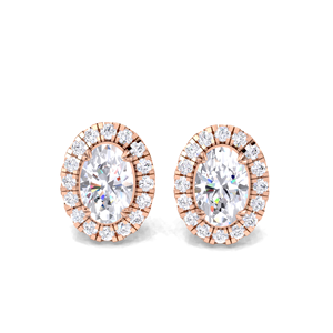 Pendientes de Diamante Ovalado de 1.25CT con Halo en Oro Amarillo, Blanco y Rosa de 9K, Doble Halo, Lujosos, Chapados en Rodio, Certificados por IGI - Product Image 4