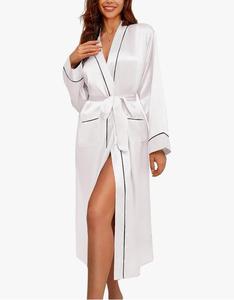 Ekouaer-Batas de satén suaves y ligeras para mujer, vestidos informales de longitud completa con mangas largas para fiestas de boda y ocasiones informales - Product Image 6