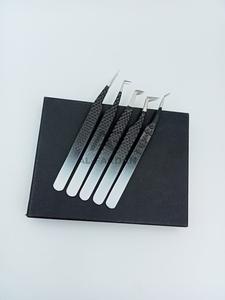 Pince à cils en acier inoxydable durable avec logo personnalisé, 5 pièces avec boîte à cartes, pince à cils à pointe en fibre - Product Image 6