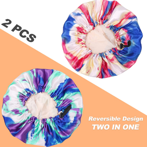 Large Size Tie dye Satin <b>Bonnets</b> Lined Double Layer Women Baby Mom Designer <b>Bonnet</b> Cap Use Satin <b>Bonnet</b> Sleep Wear - Product Image 2