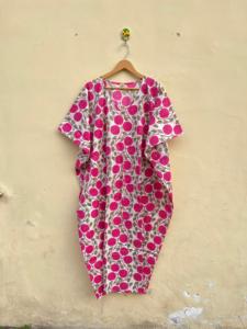 Indio hecho a mano 100% algodón Kfatan invierno bata Floral impreso Casual ropa de dormir verano ODM ropa de mujer - Product Image 6