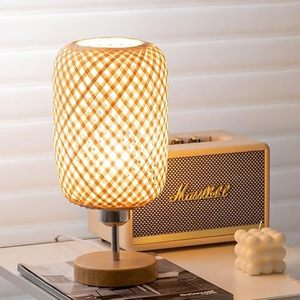 Lámpara de Mesa de Bambú Hecha a Mano con Pantalla de Estilo Japonés, Clasificación IP68, Luz Blanca Cálida para Decoración de Dormitorio y Sala de Estar - Product Image 2