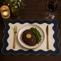 Set de table/sous-plat en cuir personnalisé de 3 mm d'épaisseur, bord ondulé irrégulier, qualité alimentaire, imperméable, pour la décoration des restaurants