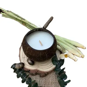 Bols de noix de coco pour bougies forme ronde naturelle 15*12cm Type cire de soja ingrédient de qualité bougie de noix de coco Vietnam