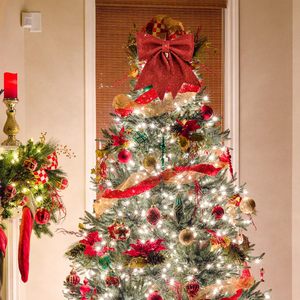 Liontin pohon Natal ikatan simpul pita Natal Glitter emas besar 2024 perlengkapan dekorasi pesta Tahun Baru Rumah - Product Image 3