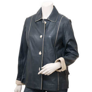 OEM High Quality Women's Breathable <b>Waterproof</b> Windproof Leather Jacket Autumn Casual Outerwear <b>Zipper</b> Fashion Style Plain Dyed - Product Image 1