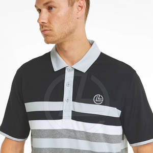 T-shirt polo élégant pour homme 100% coton couleur unie avec coupe confortable manches courtes col contrasté - Product Image 4