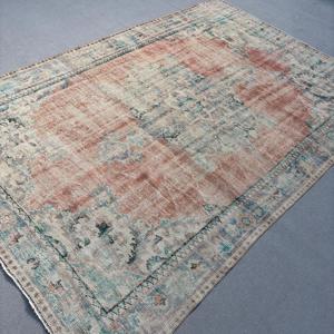 Turkish Large Rug, 6x8.5 ft Vintage Rug, <b>Red</b> Patchwork <b>Wool</b> Rug - Product Image 2