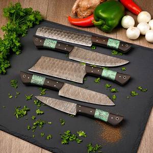 Juego de Cuchillos de Chef de Cinco Piezas de Acero de Damasco con Mangos de Resina, Cuchillos Profesionales Hechos a Mano OEM - Forja Nórdica - Product Image 3