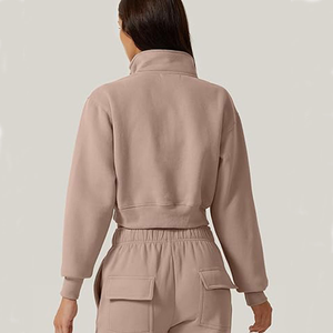 Sudaderas con capucha cortas de marca para mujer con bordado personalizado Sudaderas con capucha cortas personalizadas para mujer Precio directo de fábrica - Product Image 2
