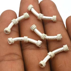 Perle tube incurvée 25X3mm pour la fabrication de colliers et de bracelets Plaqué or 18 carats Argent Oxydé Cuivre Plaqué B310 - Product Image 5