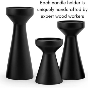 Juego de 3 soportes de velas de Madera hechos a mano para decoración del hogar, luz de té de Navidad, otras necesidades de iluminación de velas - Product Image 4