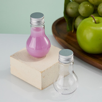 Bouteille de boisson en plastique transparente en forme d'ampoule de 50 ml, réutilisable, avec bouchon à vis, pour Noël