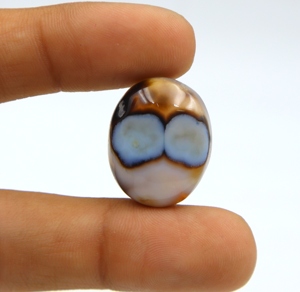 Cabujón de Ágata Natural de Doble Ojo, Corte Ovalado Liso, Piedra Preciosa de 25X20X9MM para la Fabricación de Joyas - Product Image 1