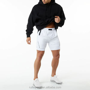 Pantalones cortos deportivos básicos para correr para hombre, nuevos Pantalones deportivos para gimnasio, entrenamiento, playa, baloncesto, pantalones sueltos, patrón sólido, malla bordada - Product Image 6