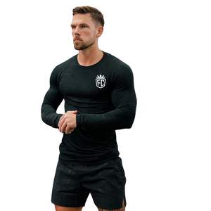 <b>Men</b> Debossed Camo Seamless Long Sleeve Training Tee Lightweight Stretch Gym Top for Workout and Fitness - Product Image 1