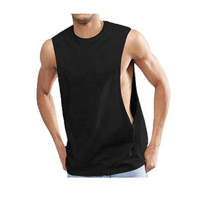 Camiseta sin Mangas Holgada para Hombre, Talla Grande, Transpirable, Informal, de Punto, 100% Algodón, Deportiva, Lisa, con Estampado Digital, 240g - Product Image 2