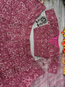 Heavy <b>Thread</b> Embroidery Glitter Dori and Sequins Work Winter <b>Silk</b> Lehenga Choli with Glitter Dori for Parties - Product Image 5