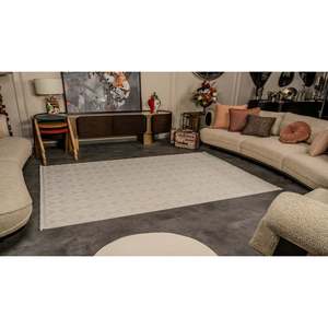 Alfombra Moderna Netline Home Depot Cream Zenta ZN004, Duradera, de Acrílico y Poliéster, Antideslizante, Fácil de Limpiar, para Dormitorio - Product Image 1