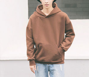 Sweat à capuche épais pour hommes grande taille 500 g/m² 65% coton 35% polyester teint uni surdimensionné style Hip Hop pour l'hiver avec étiquette personnalisée - Product Image 3