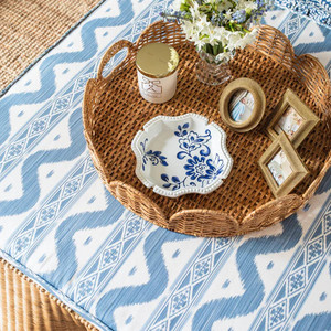 Elegant Handicraft Round Natural Scalloped Rattan <b>Tray</b> with Handles Decorative Villa Cute <b>Serving</b> <b>Tray</b> From Vietnam - Product Image 5