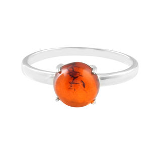 Bague en argent sterling 925 plaqué or de haute qualité classique avec pierre précieuse ambre double, exportateur en gros, stock disponible - Product Image 4