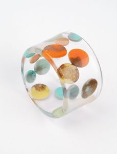 Bracelet en acrylique en résine multicolore éblouissant exagéré de bijoux de créativité Bracelet de mode carré large irrégulier - Product Image 5