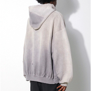 Sweat à capuche personnalisé brodé délavé au soleil 420GSM lourd 100% coton épaules tombantes vintage streetwear pour homme - Product Image 2