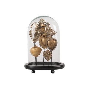 Milagros EX VOTO โลหะโบราณรูปหัวใจศักดิ์สิทธิ์บนแท่นไม้พร้อมโดมแก้วสำหรับเป็นของขวัญและของตกแต่งคาทอลิก - Product Image 5