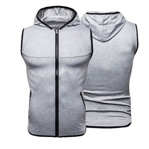 Customized Men's <b>Sleeveless</b> <b>Hoodie</b> with OEM Logo Print New Design Sports Casual Style in Different Colors for Sale - Product Image 3