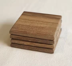 Posavasos de madera con logotipo grabado personalizado Crescent Crafts, posavasos cuadrado redondo de nogal y haya, estilo clásico para cerveza, bebida para uso en el bar del hogar - Product Image 5