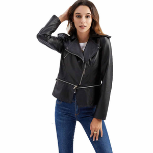 Increíble chaqueta de motorista acolchada de piel sintética personalizada para primavera y otoño, chaquetas de cuero PU para mujer, chaqueta delgada de moda para mujer - Product Image 1
