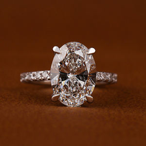 3,0 CT Corte ovalado 14KT Oro blanco Ajuste de Halo oculto Anillo de compromiso Diamante cultivado en laboratorio Nuevo anillo de estilo clásico - Product Image 2