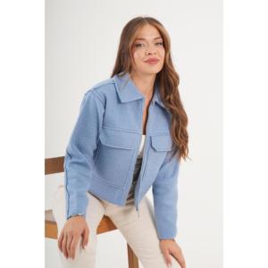 Chaqueta Azul con Patrón Bouclé al por Mayor para la Temporada de Otoño - Product Image 6