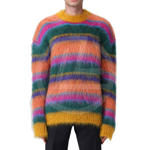 Pull en mohair pour homme avec ourlet et poignets côtelés pour un look élégant Pull en mohair de qualité supérieure avec tissu léger - Product Image 1