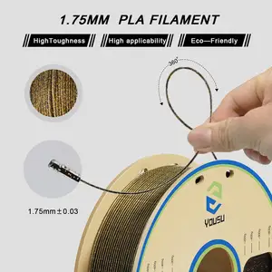 YOUSU Double Layer Pla Filament 1.75 Mm Twincle Gold Clear Coat Outside Solid Color Inside 1kg Pla Filament Glitter Pla