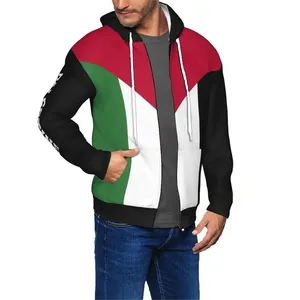 Zipper Palestine Hoodie Pakistan Made Custom 2024 New Winter Plain Dyed 100% Cotton Fleece Embroidered Long Sleeve Hooded - Product Image 4