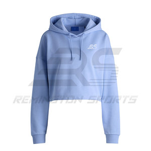 Alta calidad personalizada de talla grande de algodón/fibra de bambú mujeres Crop Top Hoodie mejor diseño al por mayor mujeres Crop Top Hoodies - Product Image 1