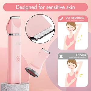 Tondeuse électrique 2-en-1 pour le corps féminin, rasoir portable étanche avec 2 têtes de coupe, épilation indolore, alimentation par piles - Product Image 4