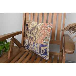 หมอนขนสัตว์14x14สีเบจ kilim สุดหรูเน้นสไตล์วินเทจฟู18X18ทรงสี่เหลี่ยม - Product Image 3