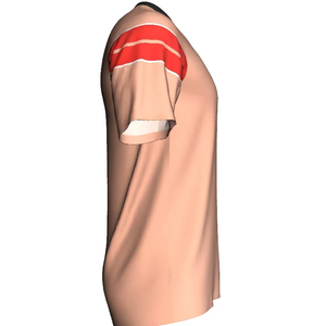 Camiseta de Fútbol para Hombre con Cuello en V, Manga Corta, Paneles a Rayas Rojos y Blancos en los Hombros, Corte Regular, Ropa Deportiva para Todas las Temporadas - Product Image 5