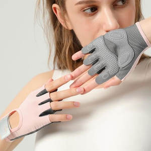 Guantes de Fitness de gimnasio de medio Dedo de Color sólido de la mejor calidad profesional Material transpirable antideslizante personalizado para deportes - Product Image 4