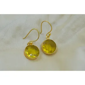 Boucle d'oreille pendante en pierre plaquée or 18 carats boucle d'oreille tendance Fabricant Fournisseur boucle d'oreille pendante en pierre géométrique - Product Image 1