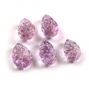Pierre précieuse sculptée en améthyste violette rare faite à la main pour bijoux en forme de larme Lot de mélange avec d'autres pierres précieuses naturelles - Product Image 4