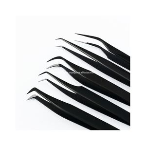 Pince à épiler professionnelle Volume Extension de cils Pince à épiler 45 90 degrés en forme de L Pince à épiler à pointe de fibre Extension de cils inoxydable - Product Image 2