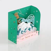 TAURUS Tarjeta de felicitación emergente 3D del zodiaco de diseño personalizado para tienda de regalos o para que las empresas regalen a clientes y empleados