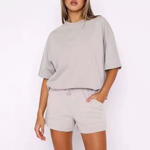 High Street Casual Wear Femmes Coton T Shirt Short Set Top Vente Summer Wear Twin Set pour Dames À Bas Prix Shorts ensembles - Product Image 2